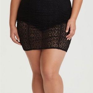 High-Rise Short Crochet Swim Skirt With Brief